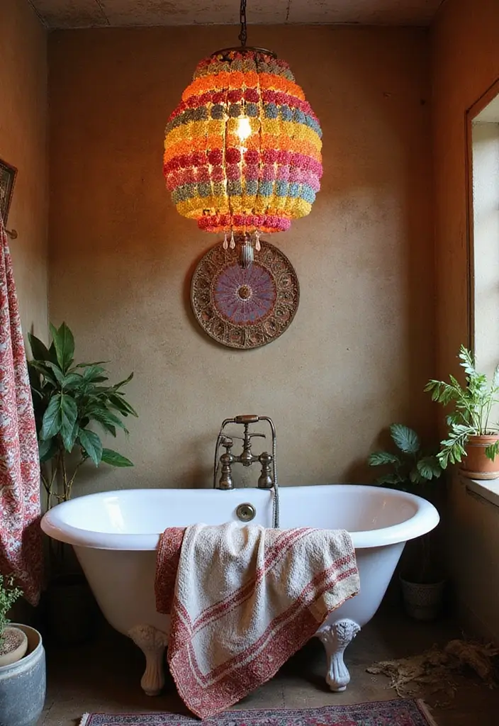 27 Bathroom Chandeliers Over Tub for Glam Appeal - 13. Bohemian Style Chandelier