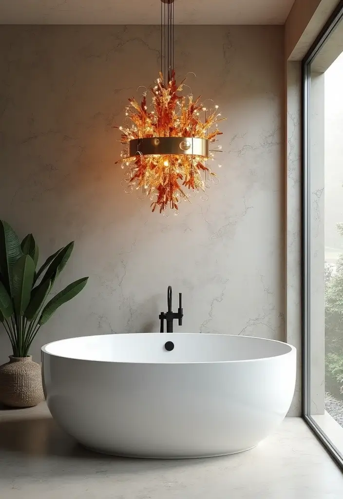 27 Bathroom Chandeliers Over Tub for Glam Appeal - 16. Contemporary Mixed-Material Chandelier