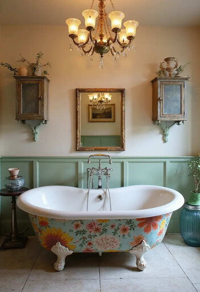 27 Bathroom Chandeliers Over Tub for Glam Appeal - 23. Vintage Art Glass Chandelier