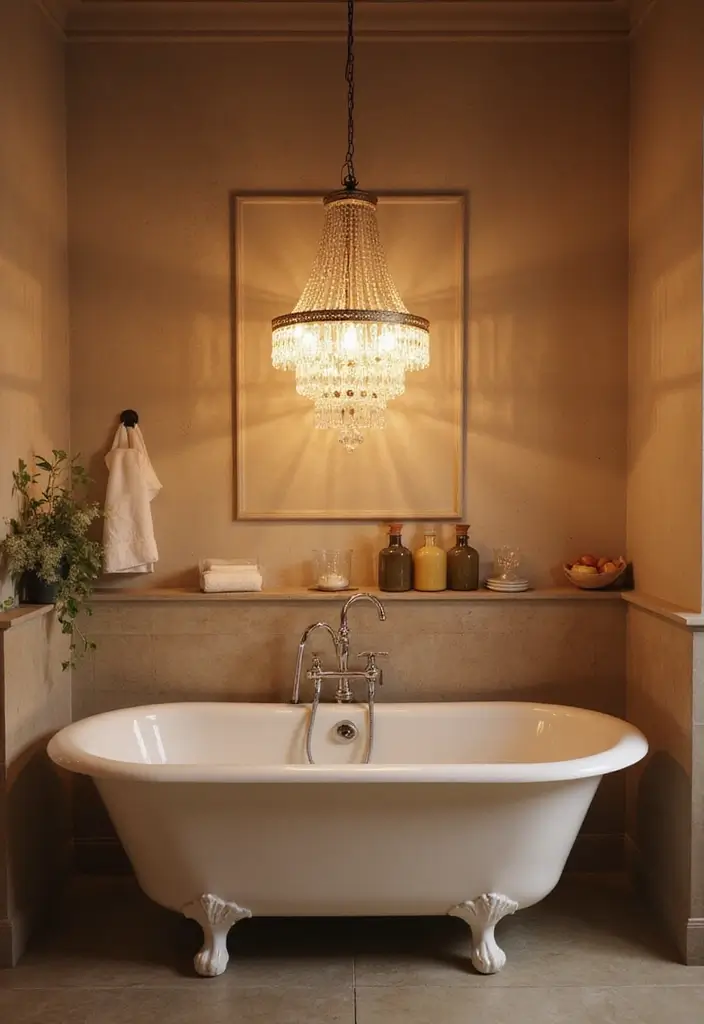 27 Bathroom Chandeliers Over Tub for Glam Appeal - 7. Elegant Pendant Style Chandelier