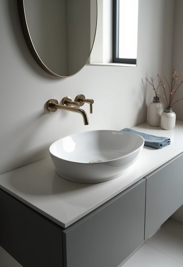 27 Bathroom Ideas Grey And White Combinations That Work - 22. Grey and White Porcelain Sinks