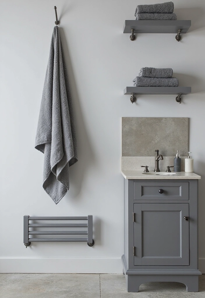 27 Bathroom Ideas Grey And White Combinations That Work - 7. Grey Towel Bars and Accessories