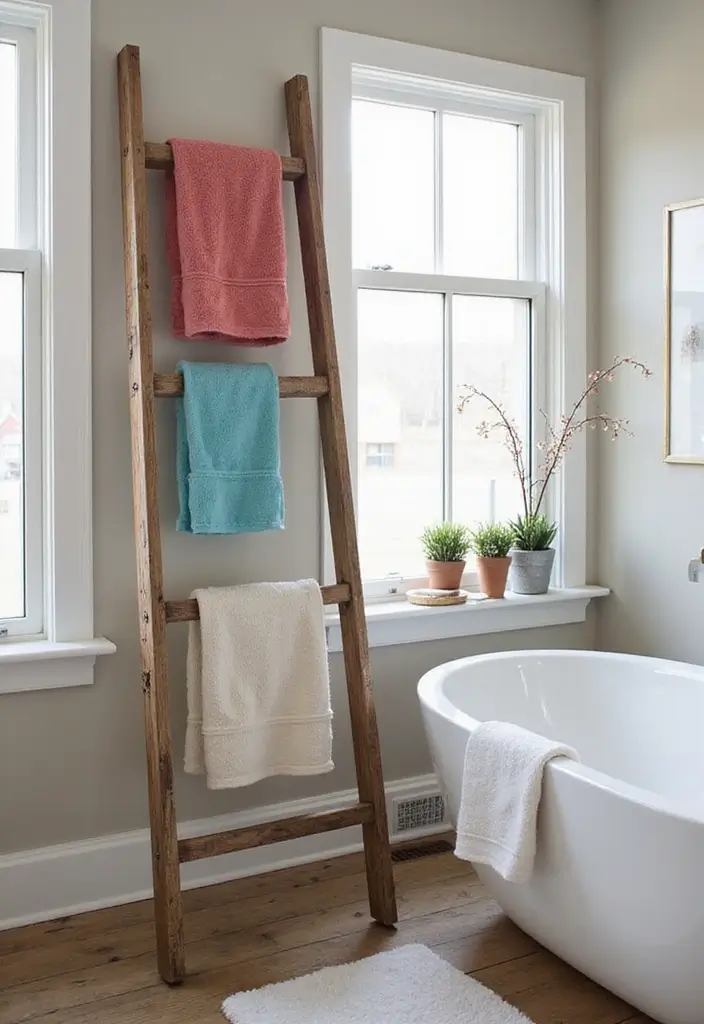 27 Bathroom Ideas Towels That Double As Decor - 17. Towel Racks with Flair
