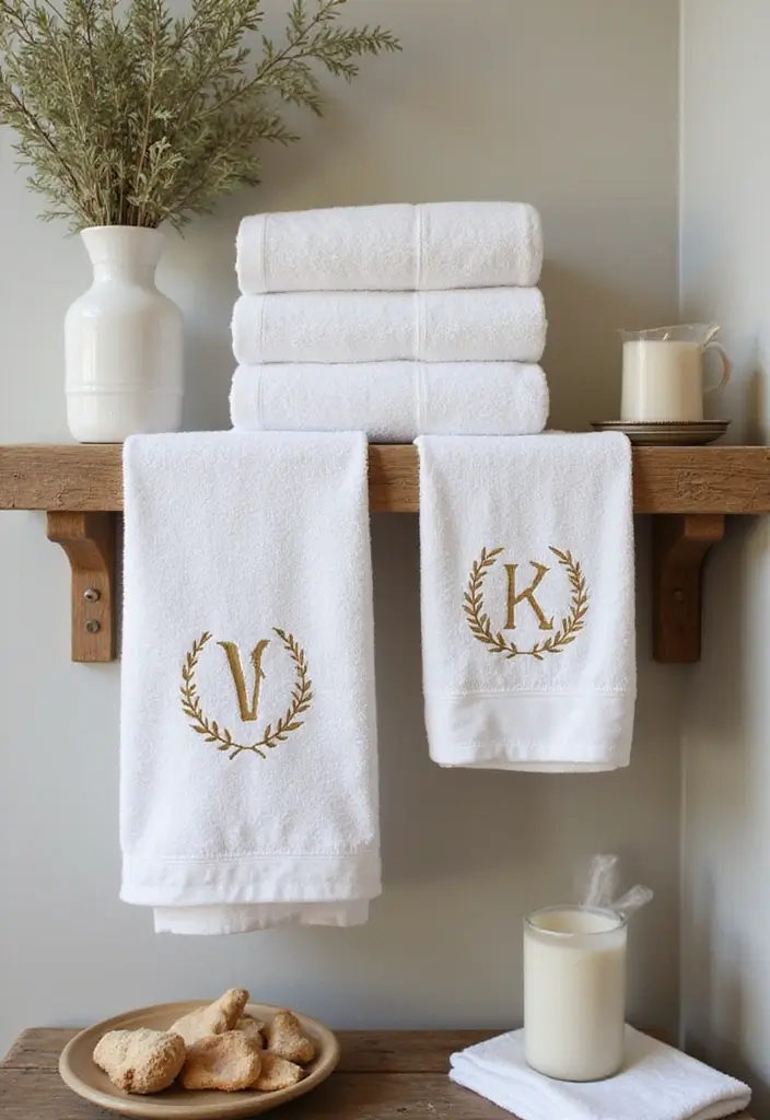 27 Bathroom Ideas Towels That Double As Decor - 7. Personalized Monogram Towels