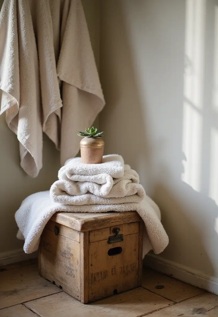 27 Bathroom Ideas Towels That Double As Decor - 9. Rustic Linen Towels