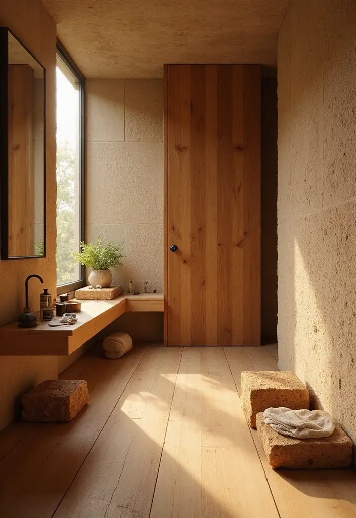 27 Bathroom Ideas Wood Floor Style And Function - 6. Warm Tones for Spa-Like Atmosphere