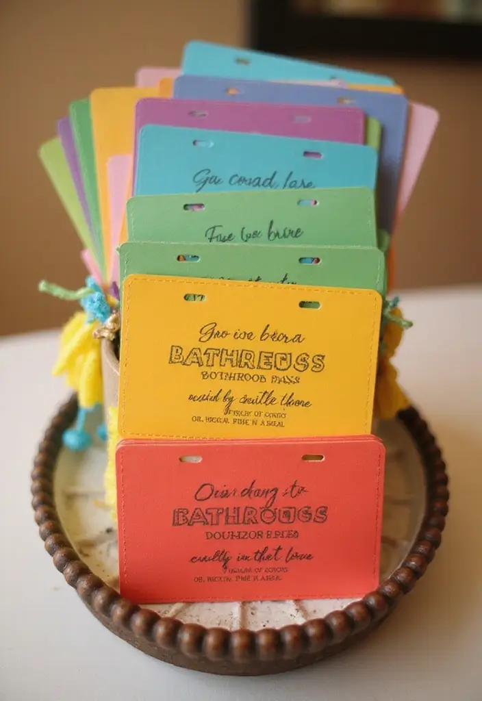 27 Bathroom Pass Ideas That Encourage Hygiene - 23. Brightly Colored Card Passes