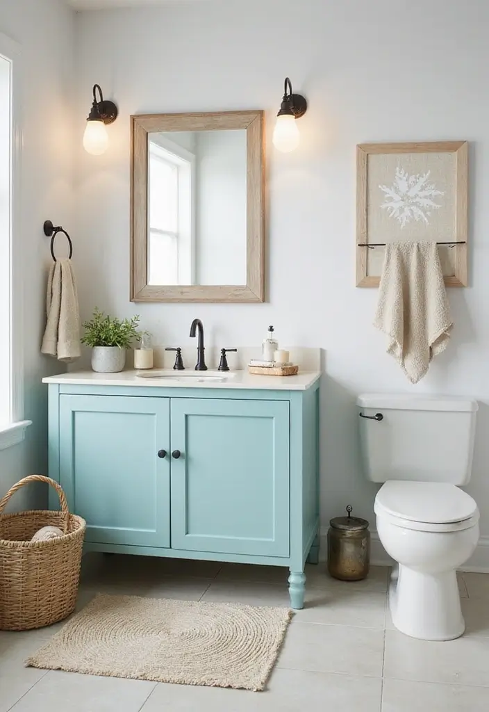 27 Colored Bathroom Vanity Ideas That Pop - 15. Refreshing Aqua Bliss