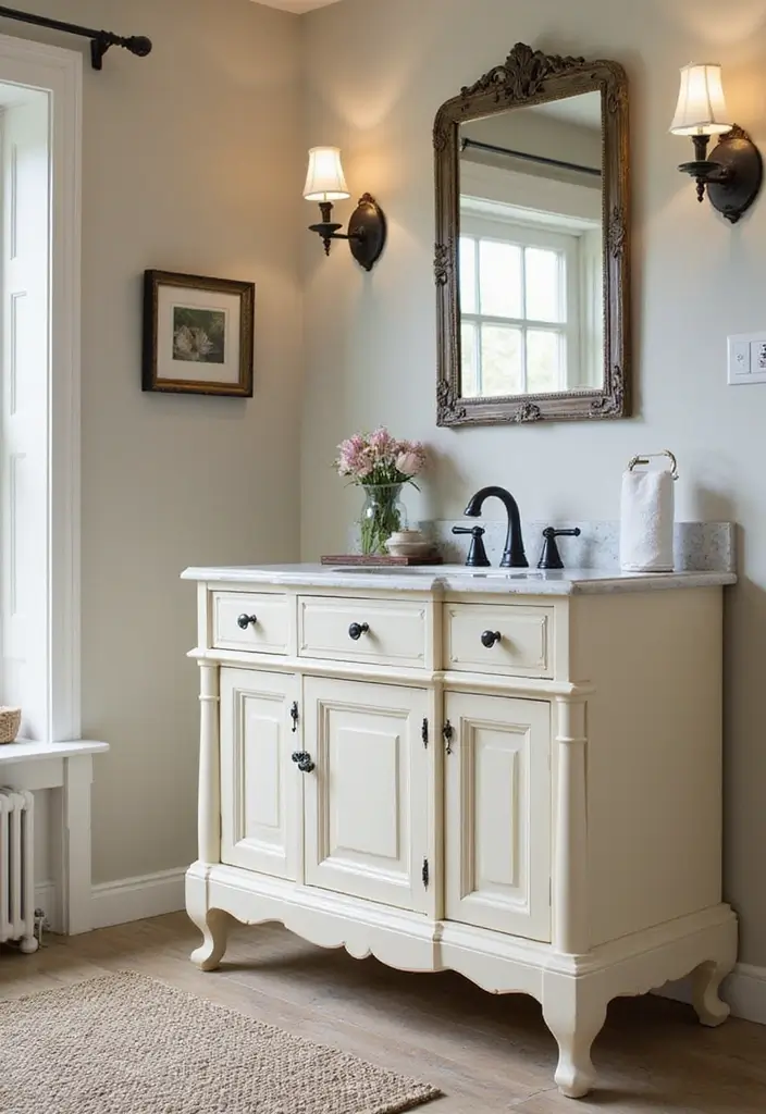 27 Colored Bathroom Vanity Ideas That Pop - 22. Sweet Vanilla Cream