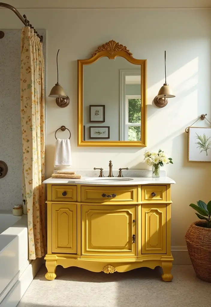 27 Colored Bathroom Vanity Ideas That Pop - 4. Joyful Yellow Sunshine