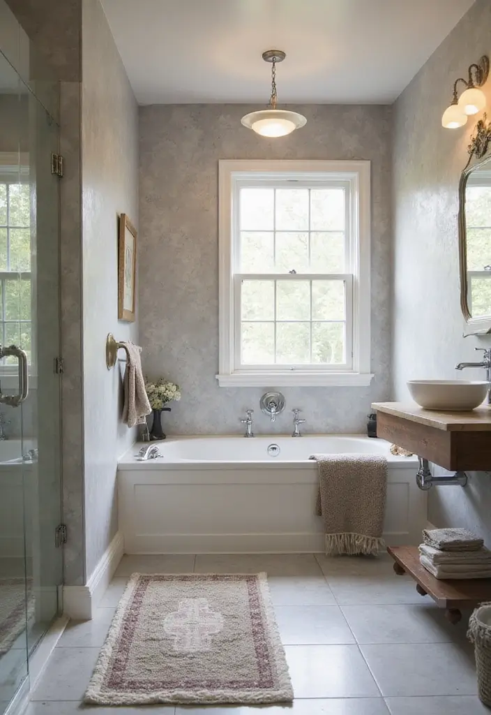 27 Grey And Cream Bathroom Ideas For Neutral Lovers - 19. Elegant Shower Mats