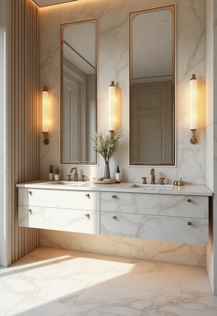 27 Grey And Cream Bathroom Ideas For Neutral Lovers - 2. Creamy Countertops for a Touch of Luxury
