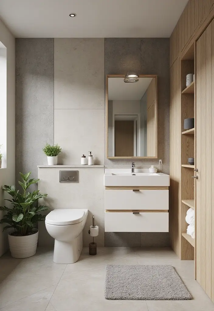 27 Grey And Cream Bathroom Ideas For Neutral Lovers - 9. Incorporating Natural Elements