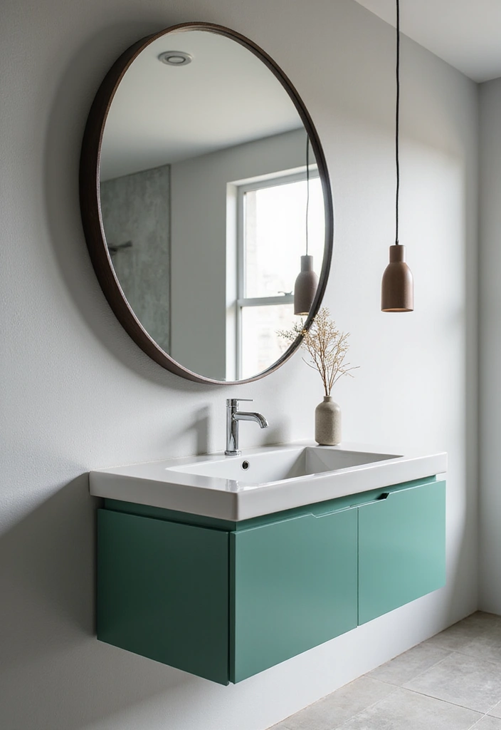27 Jade Green Bathroom Ideas That Calm The Mind - 19. Floating Vanities