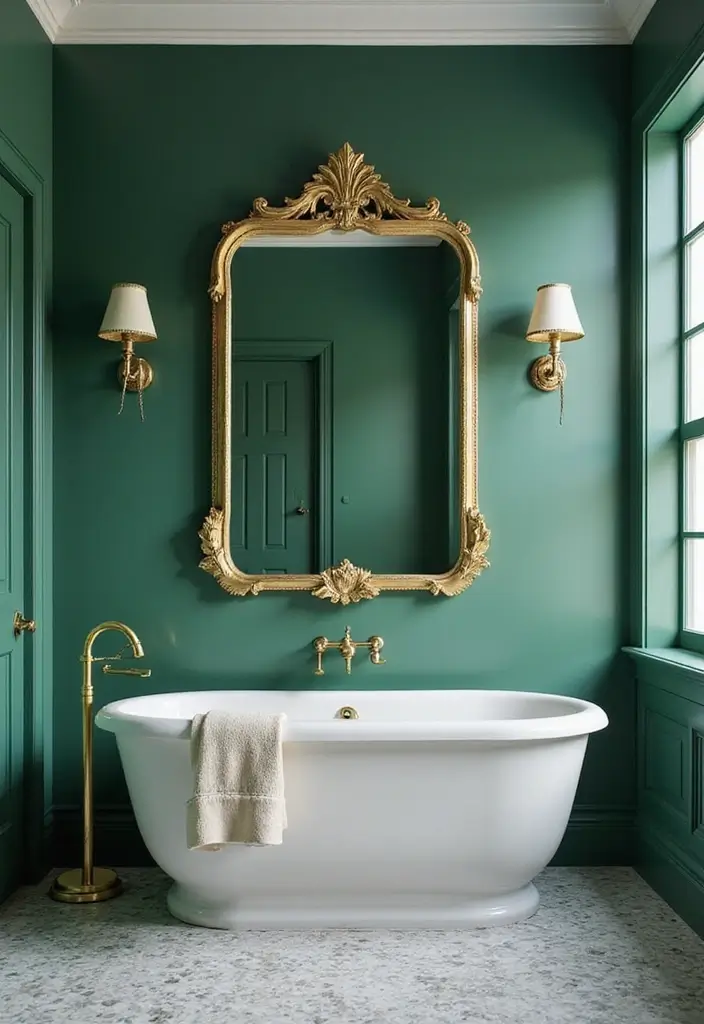 27 Jade Green Bathroom Ideas That Calm The Mind - 23. Statement Mirrors