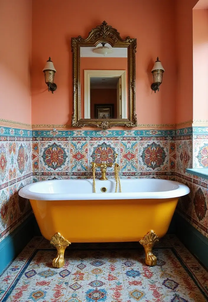 27 Mexican Style Bathroom Ideas Full Of Color - 12. Colorful Bathtub Choices