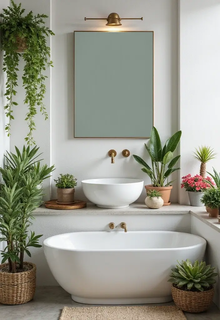27 Mexican Style Bathroom Ideas Full Of Color - 15. Botanical Elements