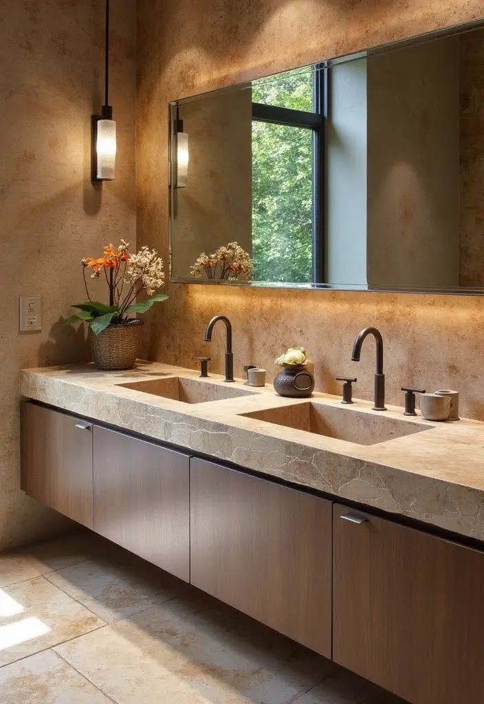 27 Mexican Style Bathroom Ideas Full Of Color - 22. Natural Stone Accents