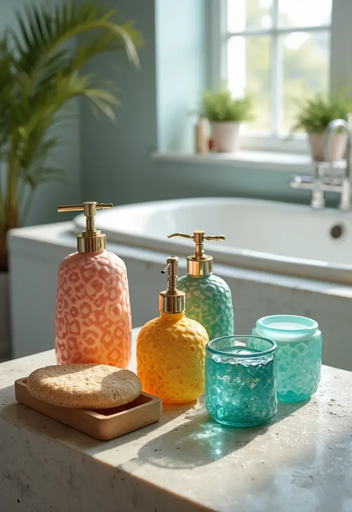 27 Mexican Style Bathroom Ideas Full Of Color - 24. Colorful Bath Accessories