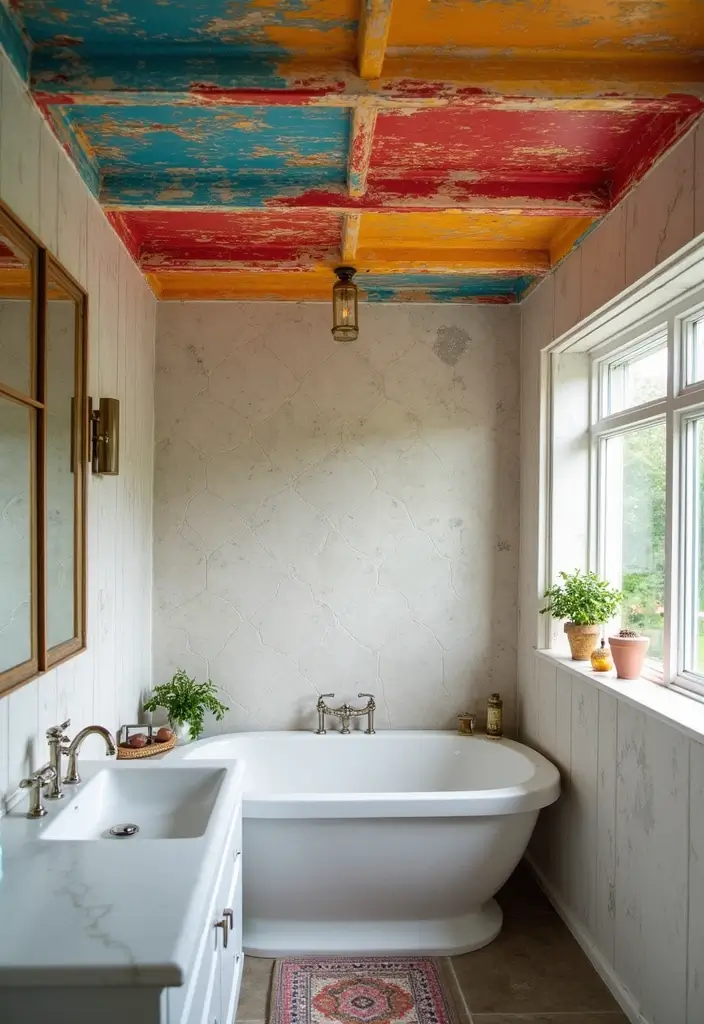 27 Mexican Style Bathroom Ideas Full Of Color - 25. Vibrant Ceiling Designs