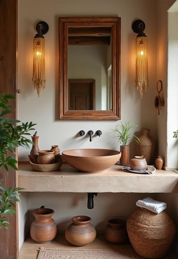 27 Mexican Style Bathroom Ideas Full Of Color - 26. Traditional Handcrafted Items