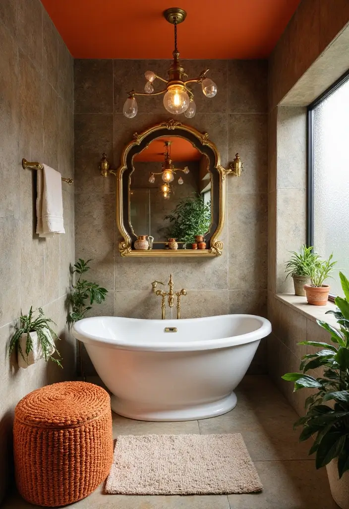 27 Mexican Style Bathroom Ideas Full Of Color - 27. Accents of Gold and Brass