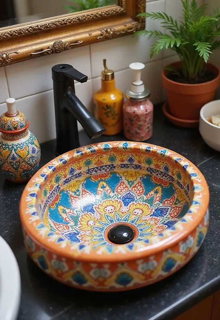 27 Mexican Style Bathroom Ideas Full Of Color - 5. Colorful Ceramic Sinks