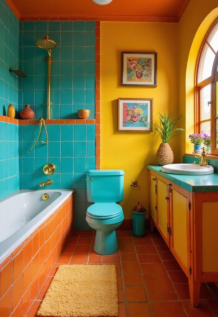 27 Mexican Style Bathroom Ideas Full Of Color - 7. Playful Color Combinations