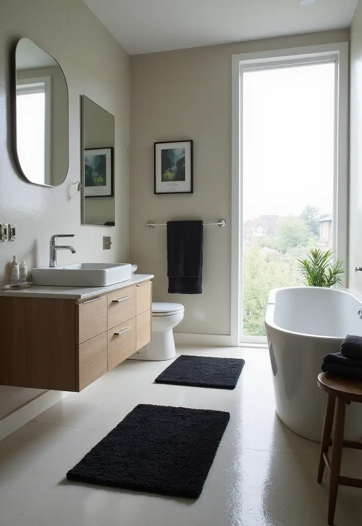 27 Modern Bathroom Black Design Trends For 2024 - 19. Black Bath Mats