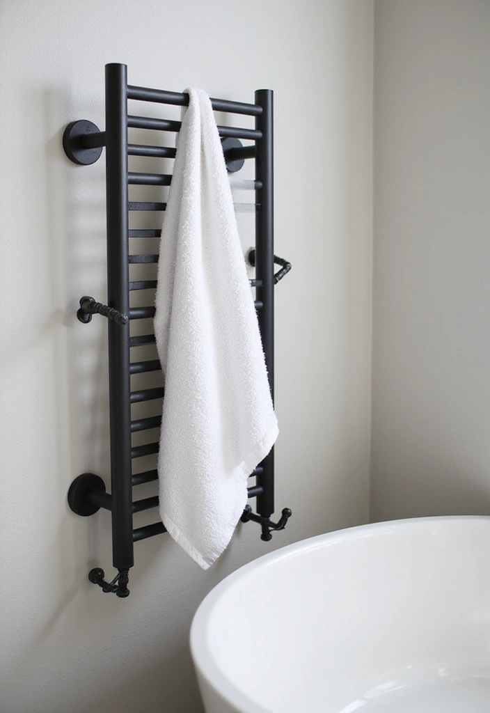 27 Modern Bathroom Black Design Trends For 2024 - 20. Black Towel Bars and Hooks