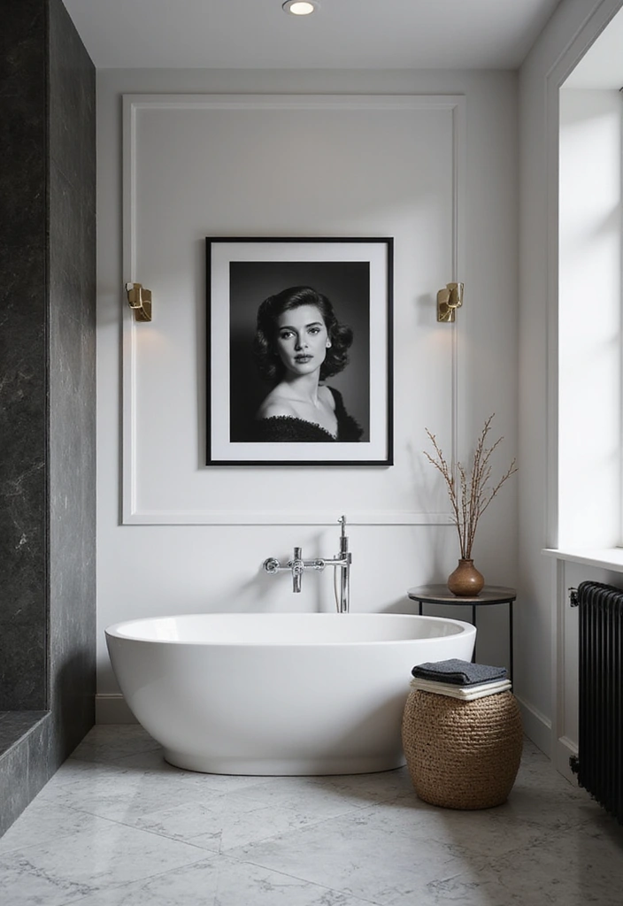 27 Modern Bathroom Design Black And Sleek - 19. Black And White Photography