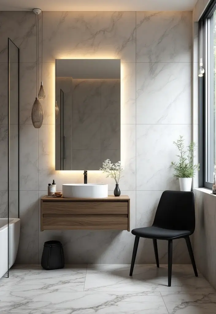 27 Modern Bathroom Design Black And Sleek - 25. Black Accented Furniture