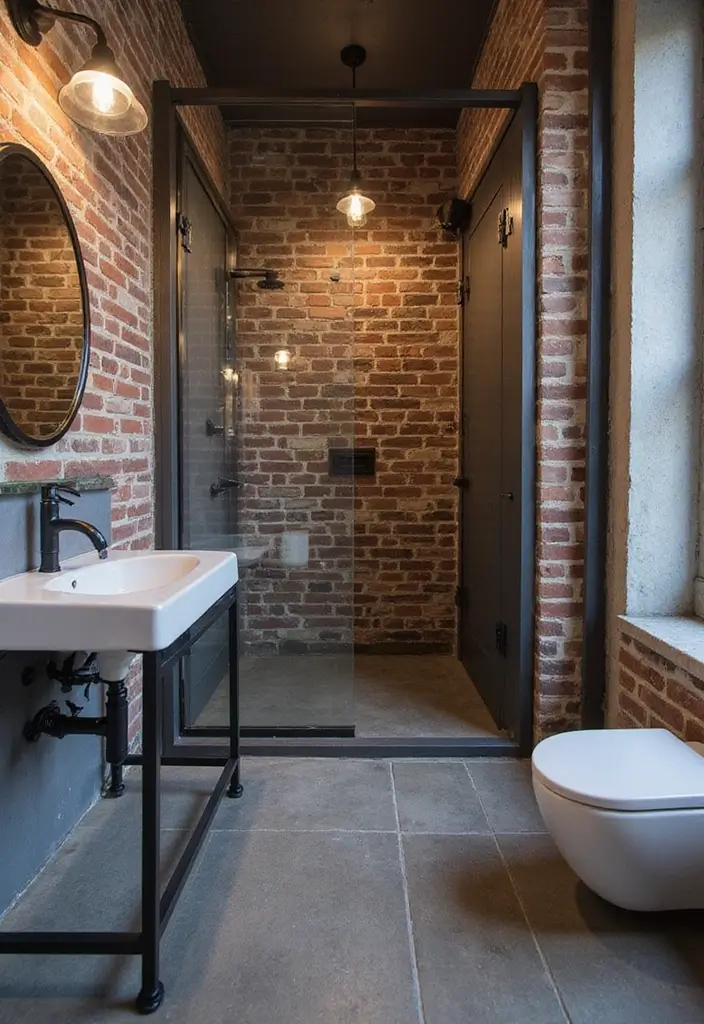 27 Navy And Grey Bathroom Ideas That Feel Calm - 12. Industrial Edge