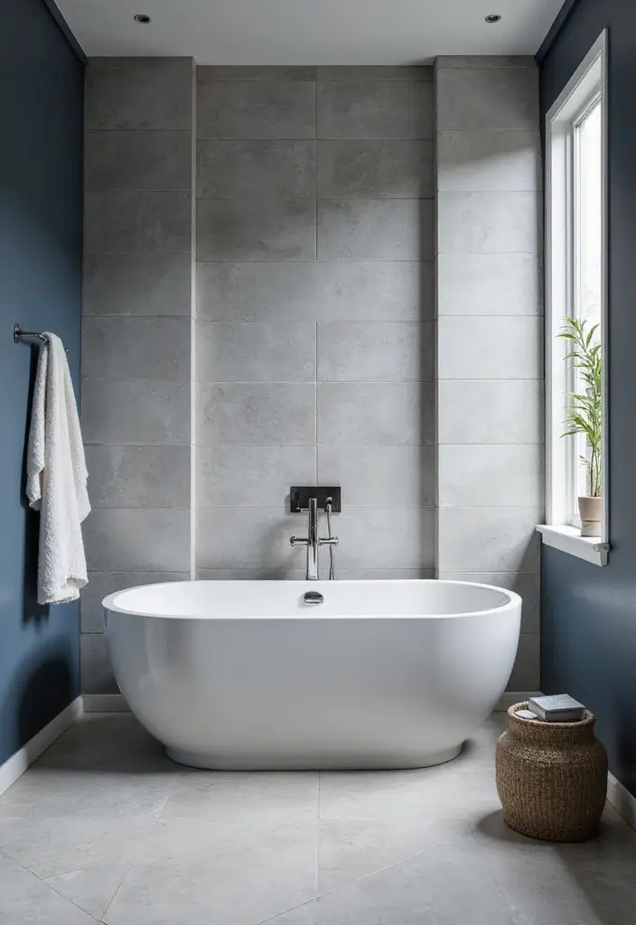 27 Navy And Grey Bathroom Ideas That Feel Calm - 7. Spa-Inspired Retreat