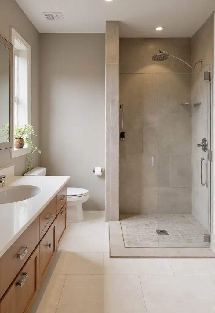 27 Nude Bathroom Ideas That Feel Minimalist - 19. Emphasize Clean Lines