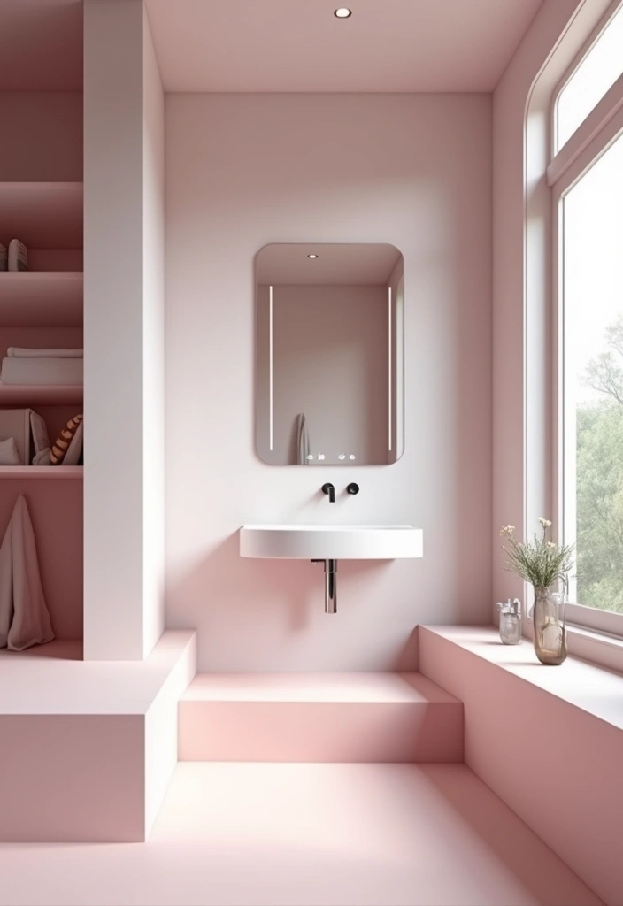 27 Pink White Bathroom Ideas That Feel Soft - 16. Integrated Technology