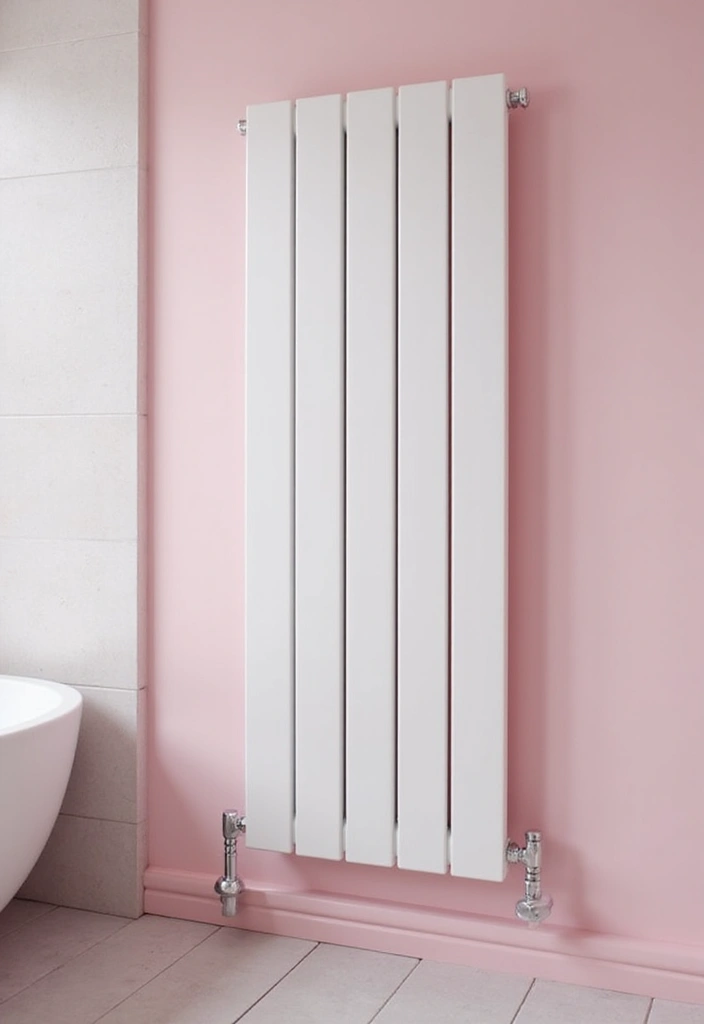 27 Pink White Bathroom Ideas That Feel Soft - 17. Column Radiators in White