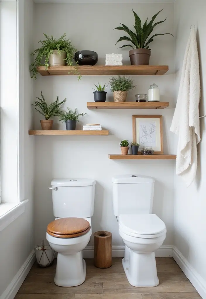 27 Secondary Bathroom Ideas That Feel Functional - 1. Space-Saving Floating Shelves