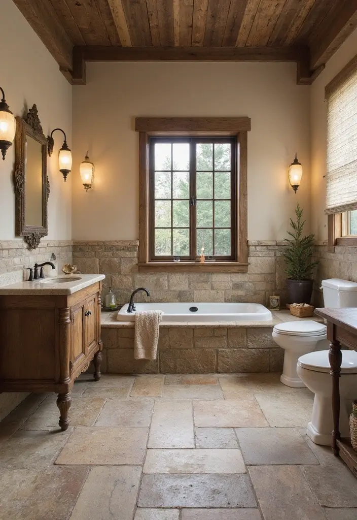 28 Bar Bathroom Ideas That Impress Guests - 12. Rustic Tile Accents