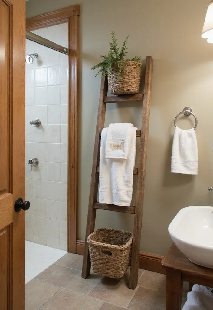 28 Bar Bathroom Ideas That Impress Guests - 13. Creative Towel Display