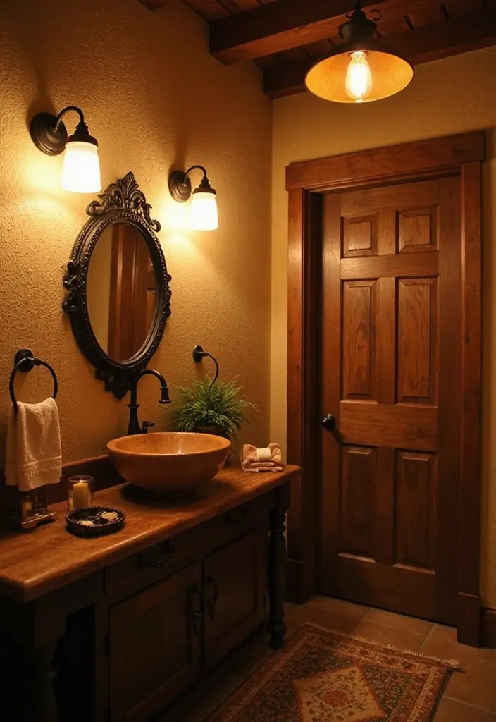 28 Bar Bathroom Ideas That Impress Guests - 5. Cozy Lighting Fixtures