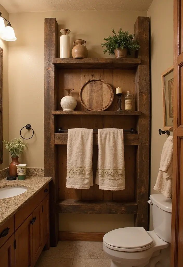 28 Bar Bathroom Ideas That Impress Guests - 9. Barrel Stave Towel Rack