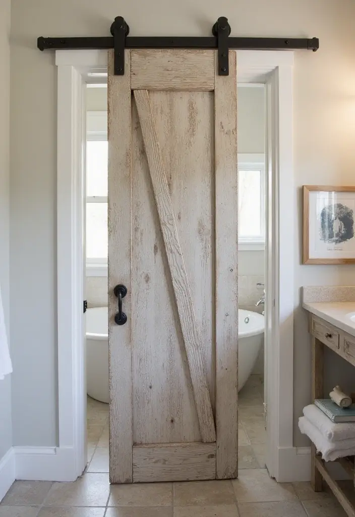 28 Bathroom Door Ideas Indian Style Inspirations - 19. Sliding Barn Doors