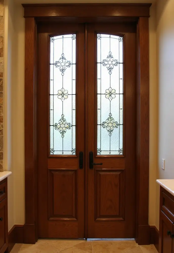 28 Bathroom Door Ideas Indian Style Inspirations - 7. Decorative Glass Insets