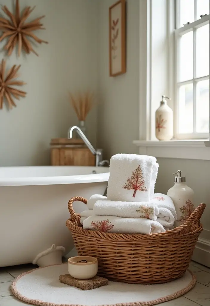 28 Bathroom Hand Towel Ideas That Look Luxurious - 13. Seasonal Displays