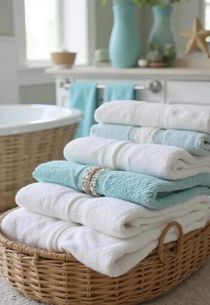28 Bathroom Hand Towel Ideas That Look Luxurious - 16. Coastal Vibes