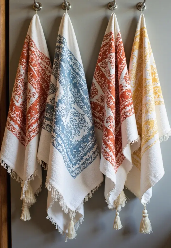 28 Bathroom Hand Towel Ideas That Look Luxurious - 19. Bohemian Styling