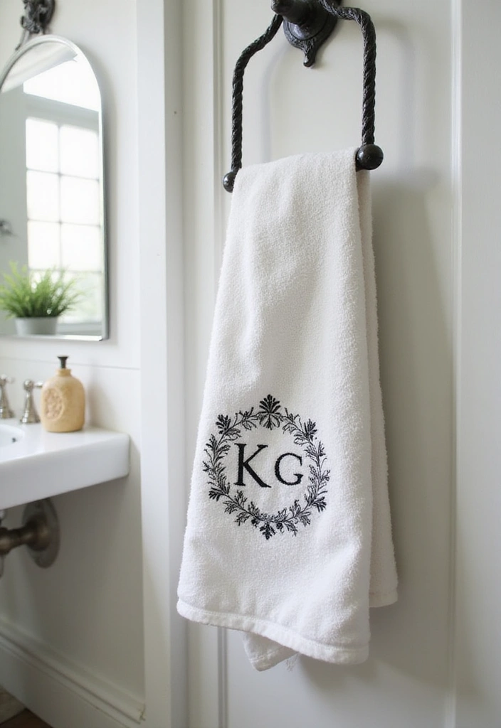 28 Bathroom Hand Towel Ideas That Look Luxurious - 20. Monogrammed Beauty