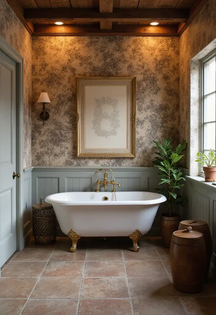 28 Bathroom Ideas With Wallpaper For Texture - 11. Artisan Textures