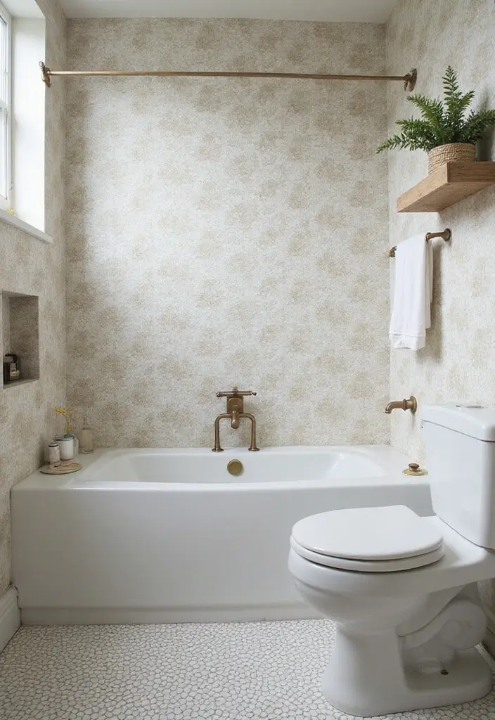 28 Bathroom Ideas With Wallpaper For Texture - 12. Washable Wallpaper